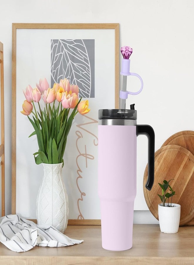 غطاء ماصة سيليكون قابل لإعادة الاستخدام بتصميم ماسي أرجواني، أغطية لامعة مقاس 10 مم/0.4 بوصة، واقيات لأكواب الشرب سعة 30/40 أونصة، ملحقات قابلة لإعادة الاستخدام - Image 2